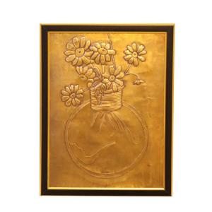 لوحة نحاسية فازا بيضوي (ورد) - Copper Plate Oval Vase (Rose)