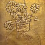 لوحة نحاسية فازا بيضوي (ورد) - Copper Plate Oval Vase (Rose)