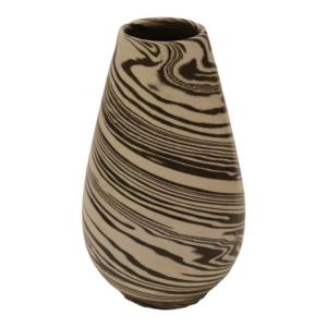 فازا مموج أبيض وبني - White and brown wavy vase