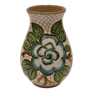 فازا فسيفساء وردة فيروزي - Turquoise rose mosaic vase